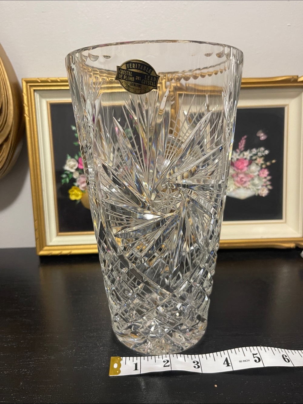 Vintage Crystal Cut Decorative Vase - Clear